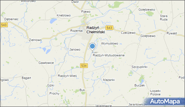 mapa Radzyń-Wybudowanie, Radzyń-Wybudowanie na mapie Targeo